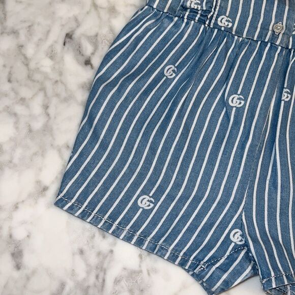 GUCCI BABY GIRL DENIM LOGO ROMPER  3/6M - Picture 4 of 12